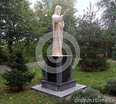 Ukraine, Lviv, High Castle, statue of Jesus Christ Editorial Stock Photo