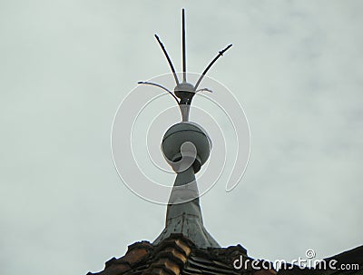 Ukraine, Lviv, lightning bolt on the roof of an old building Stock Photo