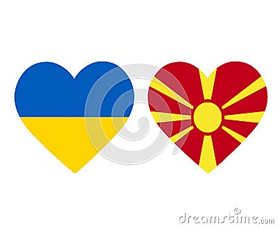 Ukraine And Montenegro Flags National Europe Emblem Heart Icons Vector Illustration