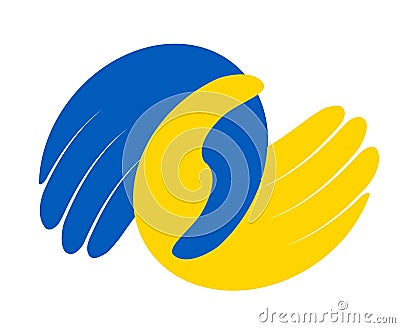 Ukraine Flag Hands Symbol Emblem Abstract Vector Vector Illustration