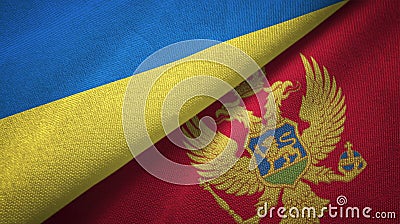 Ukraine and Montenegro two flags textile cloth, fabric texture Stock Photo