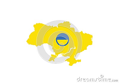 Ukraine outline map country shape national borders heart state symbol love Vector Illustration