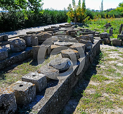 exhibits from the excavations of the ancient city of Olbia on the shore of the Dnieper Editorial Stock Photo