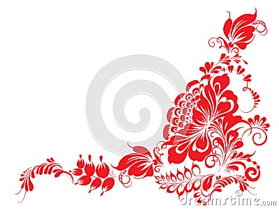 Ukraine traditional brush paint folk flowers for card, header, invitation, poster, social media, vector poster Vector Illustration