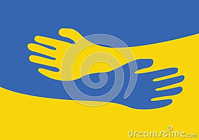 Ukraine Unity Peace Flag Care Support Humanity Solidarity Freedom Vector Illustration