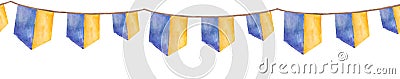 Ukraine watercolor flags isolated on white background with clipping path. flag symbols of Ukraine. Ukraine flag frame with empty Stock Photo