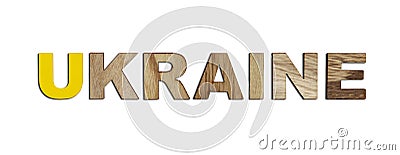 Ukraine, word written in colorful wooden alphabet letters isolated. The concept of a terrible war Stock Photo