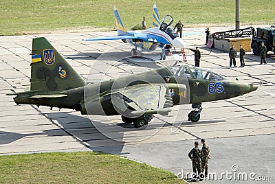 Ukrainian Air Force Su-25UB Editorial Stock Photo