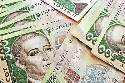 Ukrainian banknotes hryvnia UAH. Ukraine national financies. Stock Photo