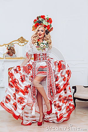 Ukrainian beautiful woman in national Stock Photo