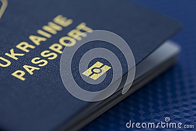 Ukrainian biometric passport Stock Photo