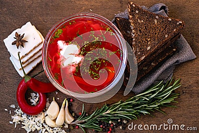 Ukrainian borsch with beet and cabbage, first dish Stock Photo