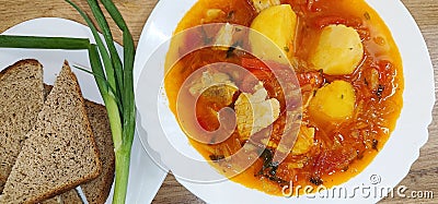 Ukrainian borscht, borscht in a plate, soup, first course Stock Photo