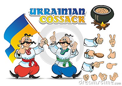 Ukrainian Cossack gesticulates Vector Illustration