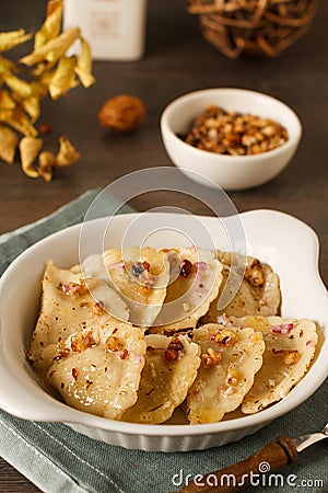 Ukrainian dumplings, traditional eastern europe food Stock Photo