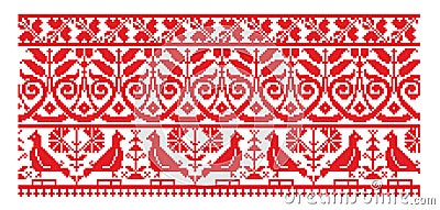 Ukrainian embroider line pattern Vector Illustration