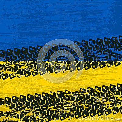 Grunge military tank Ukraine background Vector Illustration