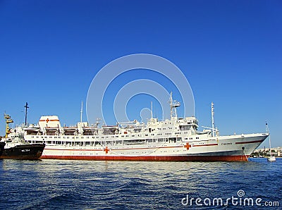 Ukrainian hospital ship Yenisey docked in Sevastopol, Crimea Editorial Stock Photo