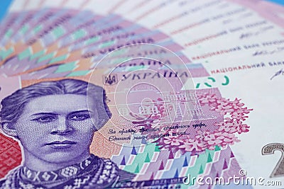 Ukrainian hryvna money, banknotes UAH 200. Background, texture Stock Photo