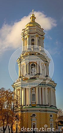 Ukrainian landmark, Lavra bell tower cathedral. Great Lavra Bell Tower or the Great Belfry. Ukraine Stock Photo