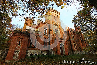 Ukrainian neo-Gothic castle of Polish magnates in the village of Leskovo Stock Photo