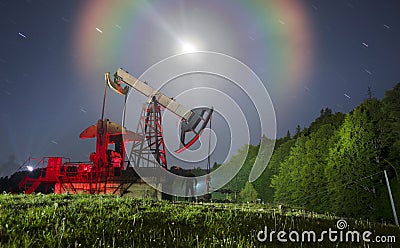 Ukrainian oil rocking in the Carpathians Stock Photo