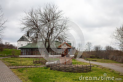 Ukrainian old, traditional house - always picturesque, white outside and inside Editorial Stock Photo