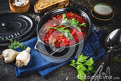 Ukrainian Russian soup borsch Stock Photo