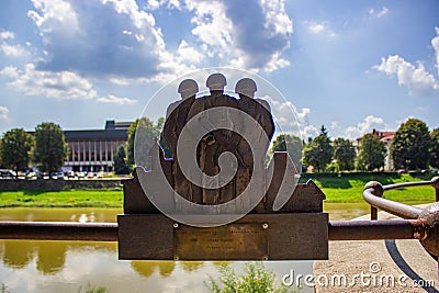 Ukrainian soldiers mini sculpture in Uzhhorod Editorial Stock Photo