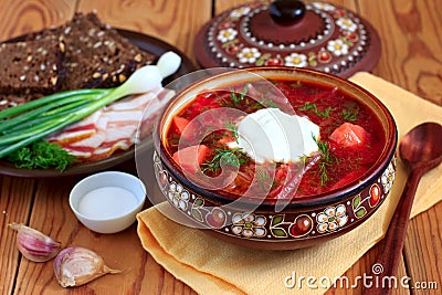 Ukrainian soup borsch Stock Photo