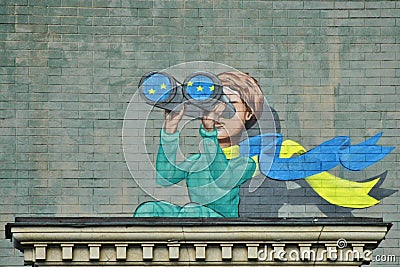 Ukrainian street art. Ukrainian crisis. Editorial Stock Photo