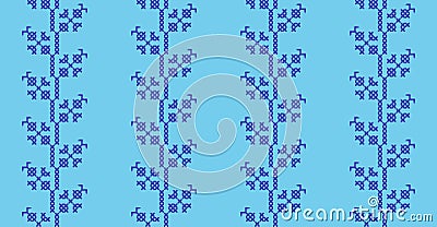 Ukrainian vector seamless fashion pattern, ornament, border. Decoration in blue cornflower, bluet, bluebottle color Stock Photo