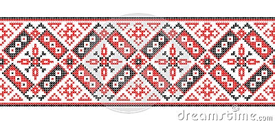 Ukrainian vyshyvanka vector pattern ornament border. Embroidery pattern Vector Illustration