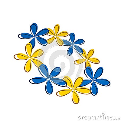 ukrainian wreath, blue and yellow flowers, pray for Ukraine vector illustration Vector Illustration