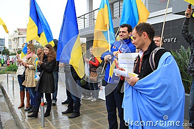 Ukrainians in Cyprus show solidarity Editorial Stock Photo