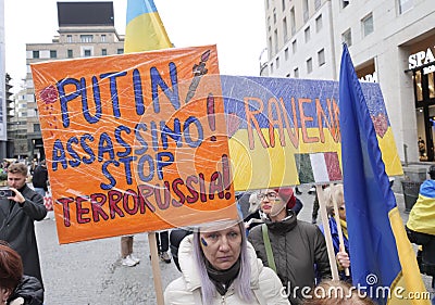 Ukranian no war protest Editorial Stock Photo