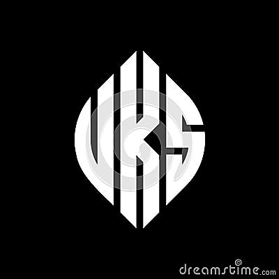 UKS circle letter logo design with circle and ellipse shape. UKS ellipse letters with typographic style. The three initials form a Vector Illustration