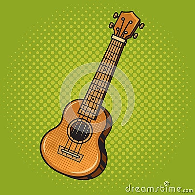 Ukulele Hawaii guitar comic book pop art vector Vector Illustration