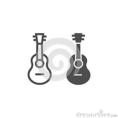 Ukulele line and glyph icon, music and string, guitar sign, vector graphics, a linear pattern on a white background. Vector Illustration