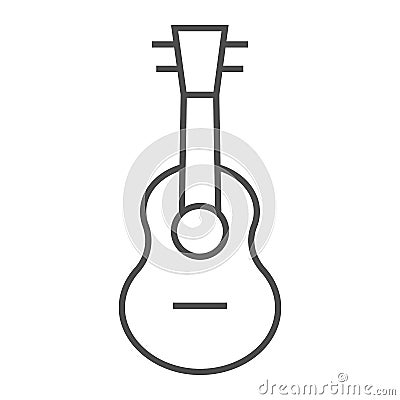 Ukulele thin line icon, music and string, guitar sign, vector graphics, a linear pattern on a white background. Vector Illustration