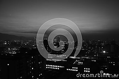 Ulaanbaatar at night from the outskirt Stock Photo