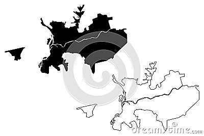 Ulan-Ude City Russian Federation, Russia, Republic of Buryatia map vector illustration, scribble sketch City of Ulan Ude map Vector Illustration