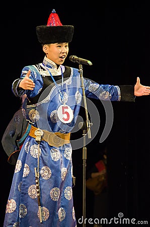 Ulan-Ude, Russia - February 27, 2015: Members of the Buryat national contest of beauty and talent 