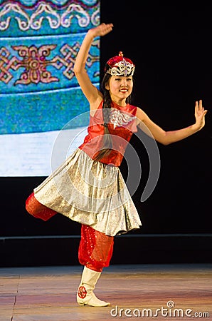 Ulan-Ude, Russia - February 27, 2015: Members of the Buryat national contest of beauty and talent 