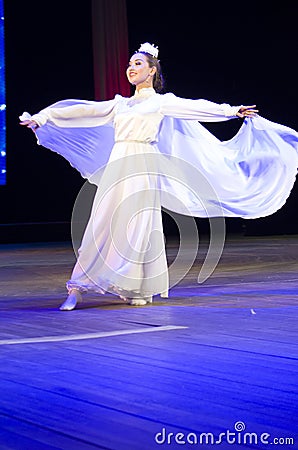 Ulan-Ude, Russia - February 27, 2015: Members of the Buryat national contest of beauty and talent 