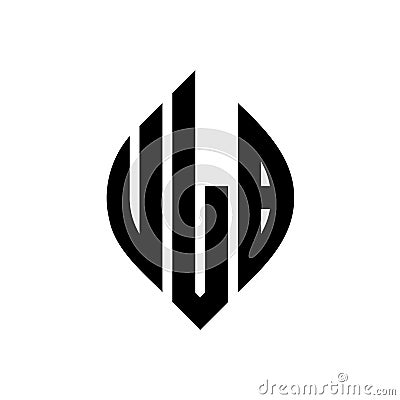 ULB circle letter logo design with circle and ellipse shape. ULB ellipse letters with typographic style. The three initials form a Vector Illustration