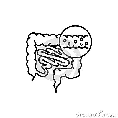 Ulcerative colitis black line icon. Autoimmune diseases Vector Illustration