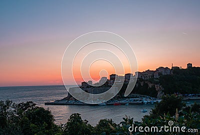 Ulcinj`s Old Town views at sunset Stock Photo