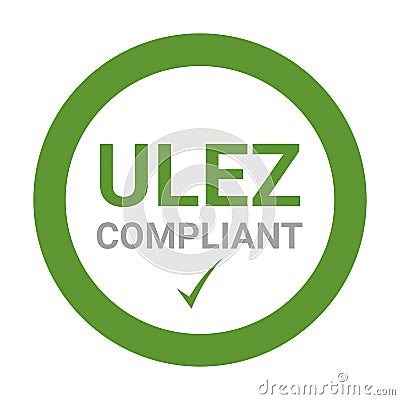 ULEZ ultra low emission zone compliant sign in United Kingdom Cartoon Illustration