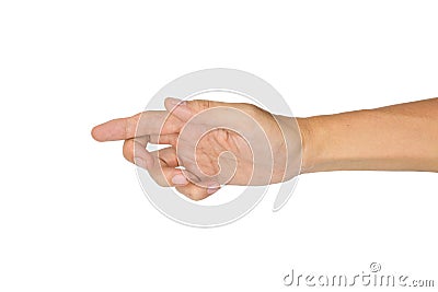 Ulnar claw hand of Asian young man. also known as spinster claw Stock Photo